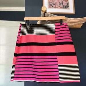 LOFT Black, Pink, and White A-Line Mini Skirt Casual
